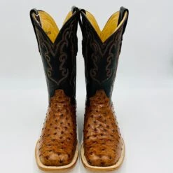 Cowtown Cognac Ostrich Print Boot